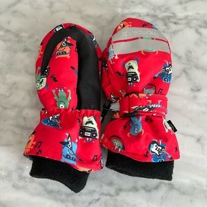 Flapjack kids monster waterproof mittens sz:M (2-4y)